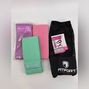 NWT 3 FITFORT Resistance Bands for Legs and Butt Exercise Bands with travel bag